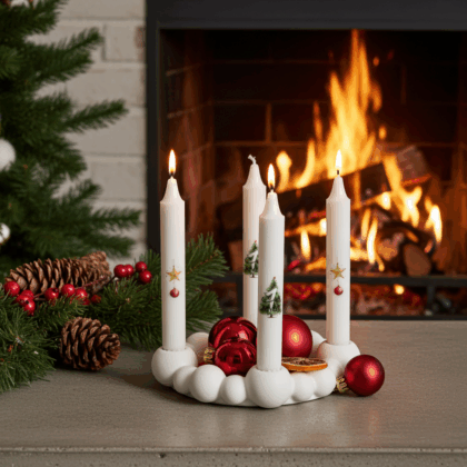 Handgemachter Keramik-Adventskranz – moderner Kerzenhalter für 4 Kerzen