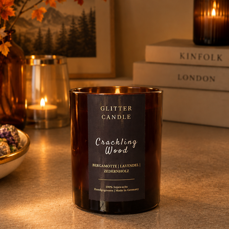 Crackling Wood Duftkerze mit Bergamotte und warmen Holznoten